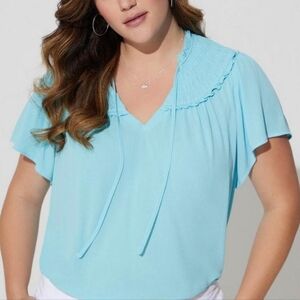 Torrid Light Blue Keyhole Blouse Women Size 2